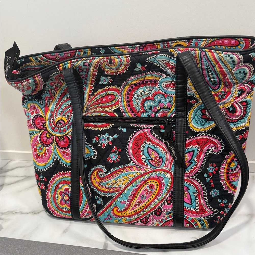 Vera Bradley Black Multi Parisian Paisley Quilted Tote - Picture 6 of 10